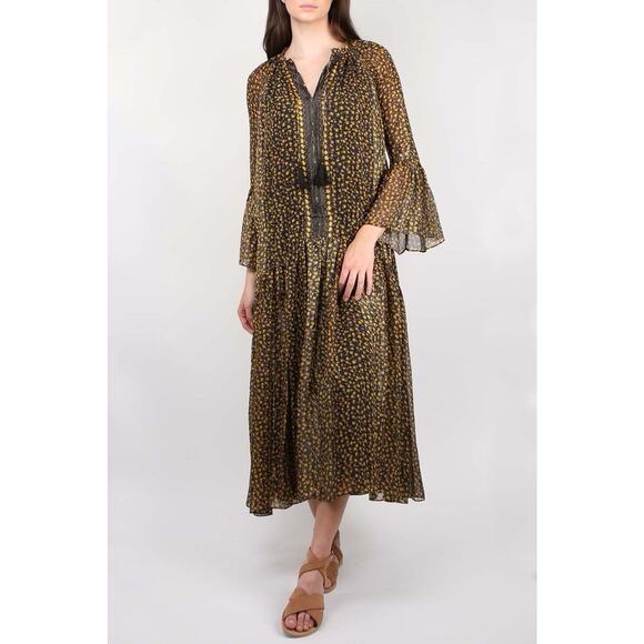 Ulla Johnson Lotte Silk Prairie Midi Dress Small Floral Tassels - Picture 1 of 15